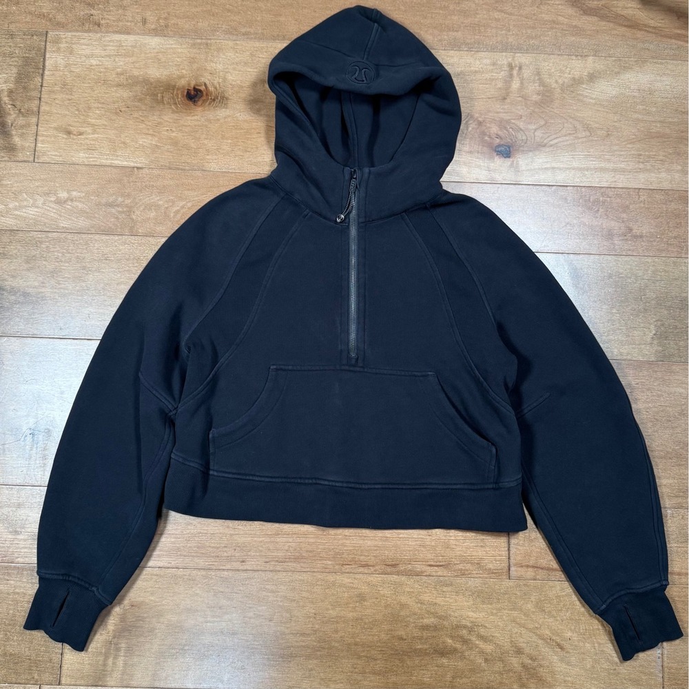 Lululemon Scuba Oversized Half-Zip Cropped Black Hoodie Women's XS/S Athleisure‎